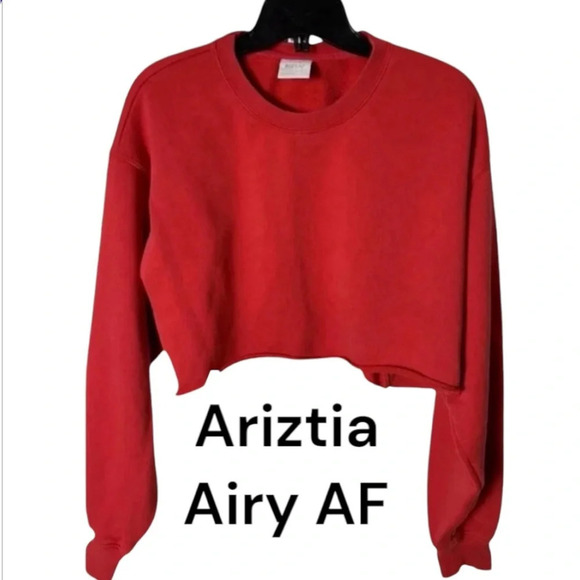 ARITZIA TNA AIRY AF CROPPED RED TOP, PTP 23”,women Lg ,oversized cropped - Picture 2 of 12